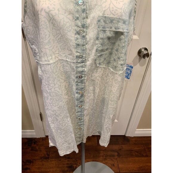 Intimately Free People"Tea Combo" Mint Green Print Collared Shirt, Size XS, NWT - Picture 3 of 9